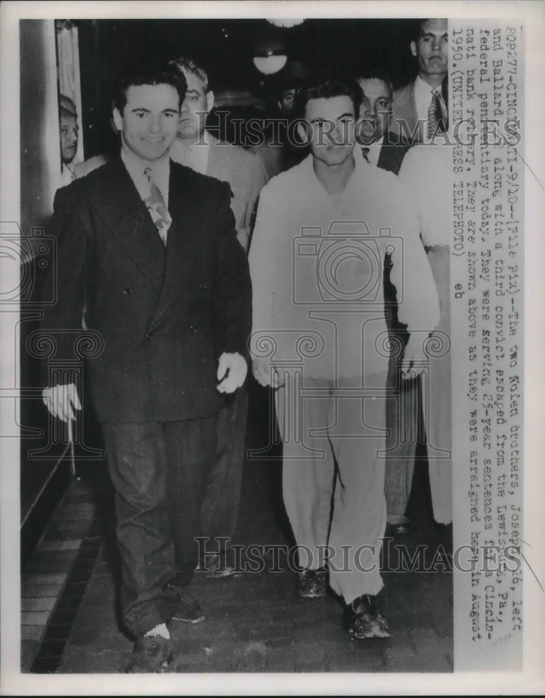 1952 Press Photo Cinncinati, Ohio Kolen brothers Joe & Ballard, convicts caught