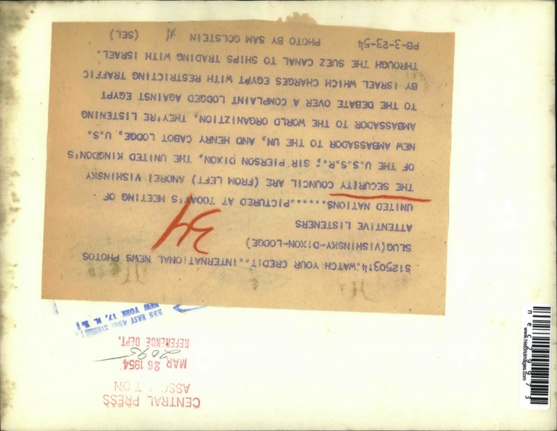 Load image into Gallery viewer, 1954 Press Photo UN members listen to Isreal complaint against Egypt
