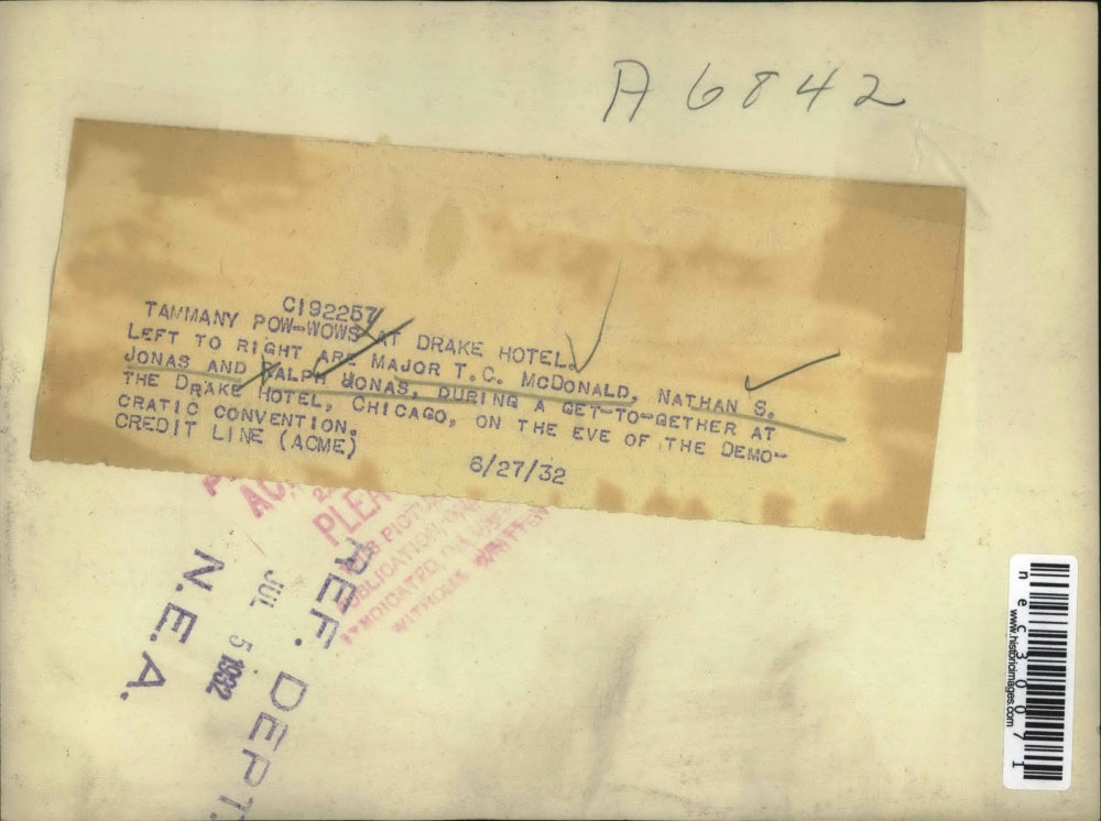 1932 Press Photo Major T.C. McDonald, Nathan & Ralph Jonas, Tammany Pow-wow