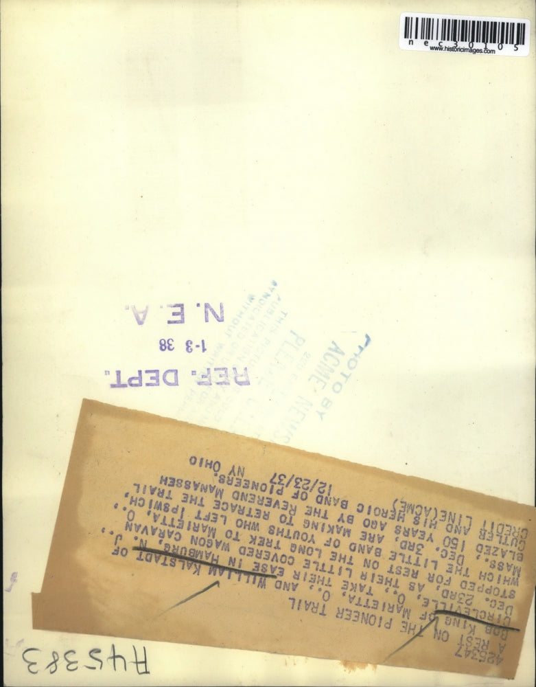 1937 Press Photo Bob Kinf and William Kalstadt on retrace the pioneer trial.