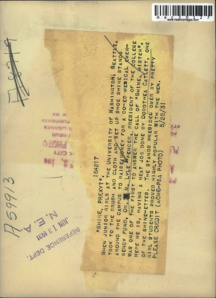 1931 Press Photo Dr. M. Lyle Spencer, Dorothea Catlett Junior Girls University