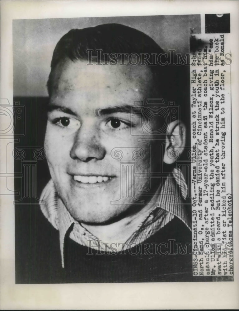 1950 Press Photo Verne Ullom Coach at Taylor High School North Bend Ohio