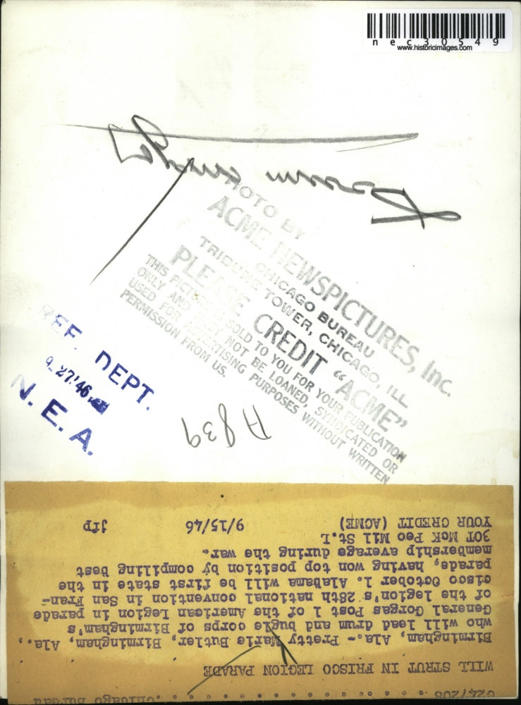 1946 Press Photo Marie Butler Will Lead Drum & Bugle Corp American Legion Parade