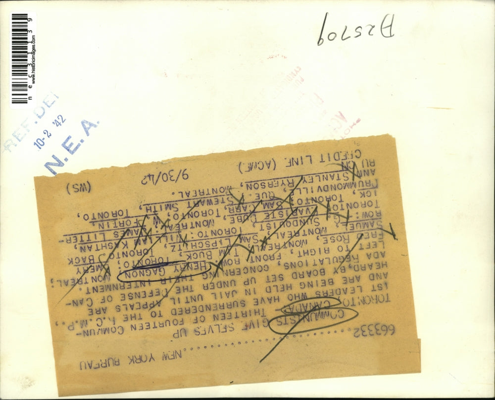 1942 Press Photo Communist Leaders surrendered to the R. C. M. P.