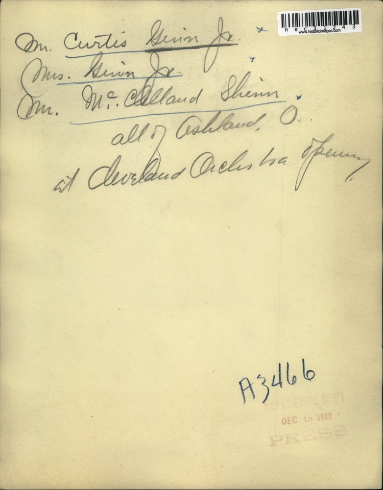 1932 Press Photo Curtis Grimm Jr., Mrs. Grim Jr. and Mr. McClelland Shinn