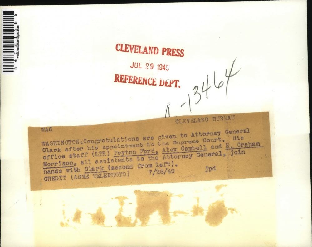 1949 Press Photo Attorney General Clark, Payton Ford, Alex Campbell, - nec31566