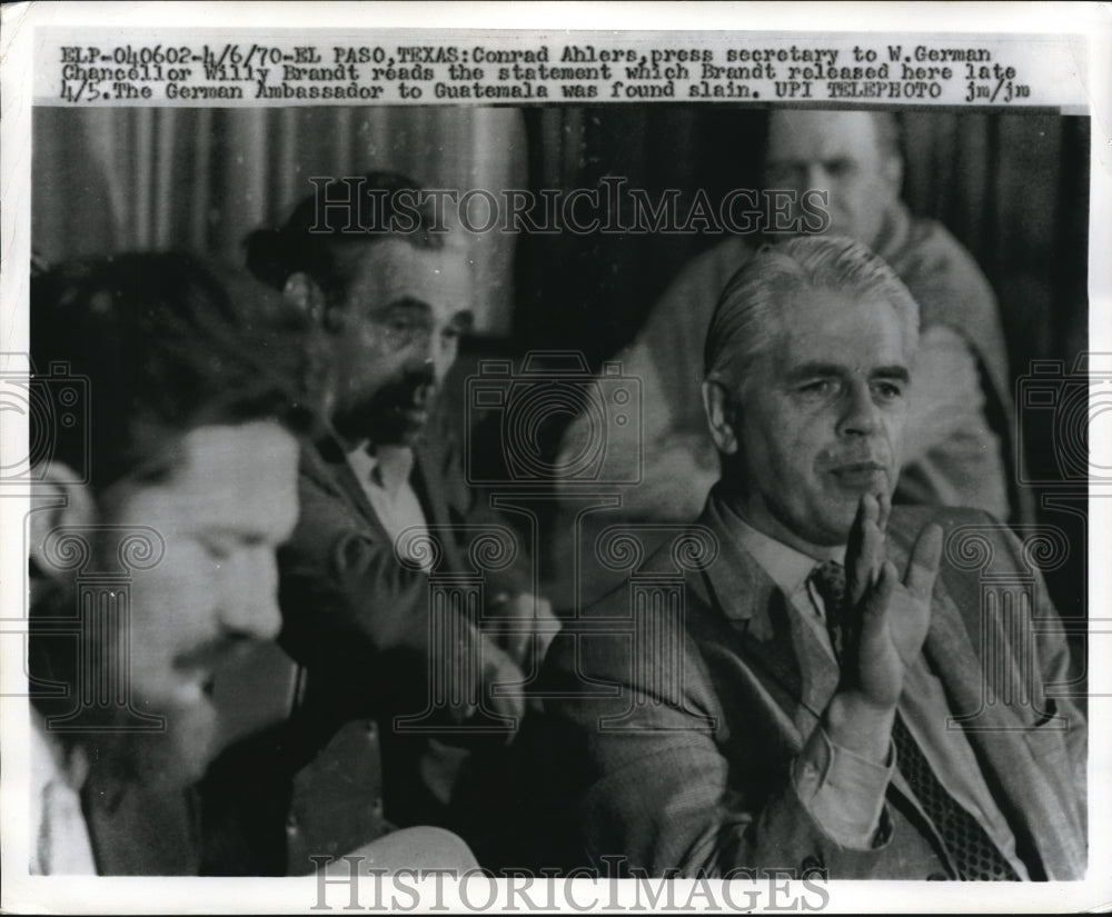 1970 Press Photo El Paso Texas Conrad Ahlers German Chancellor Willy Brandt- Historic Images