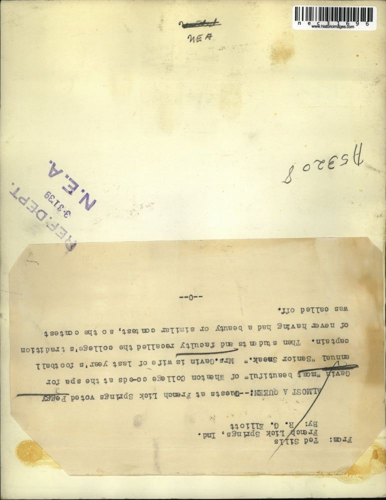 1939 Press Photo Peggy Gavin voted Most Berautiful, Wheaton College