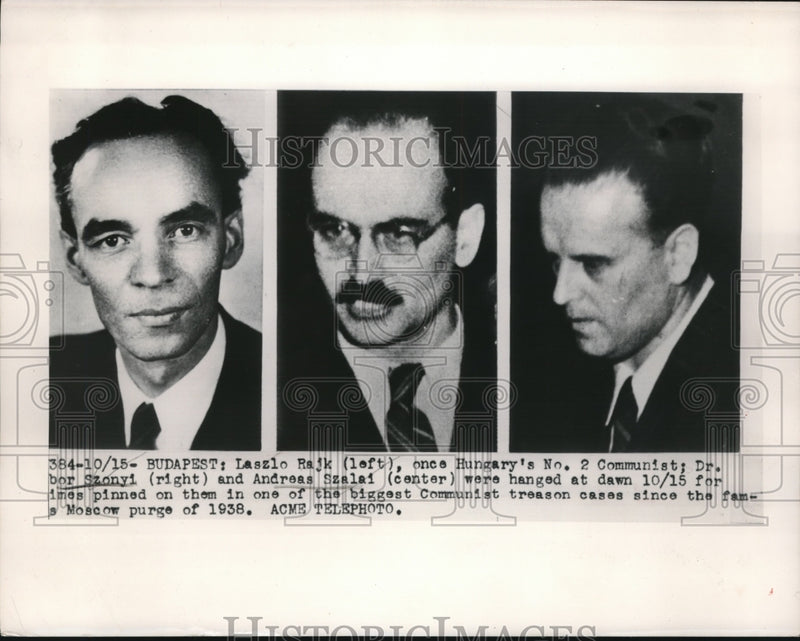 Load image into Gallery viewer, 1949 Press Photo Laszlo Rajk, Tibor Szonyi &amp; Andreas Szalai Hanged For Treason
