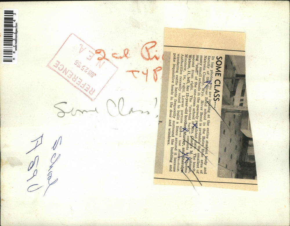 1956 Press Photo Student body & faculty of the River Bend school in Bates Hole