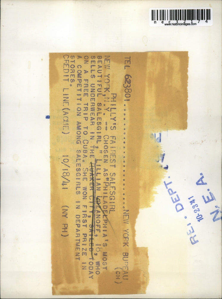 1941 Press Photo Sales Lady Lillian Lozanoff