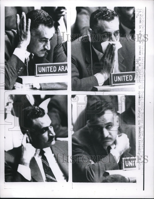 1960 Press Photo UAE President Gamal Abdel Nasser during general assembly in UN
