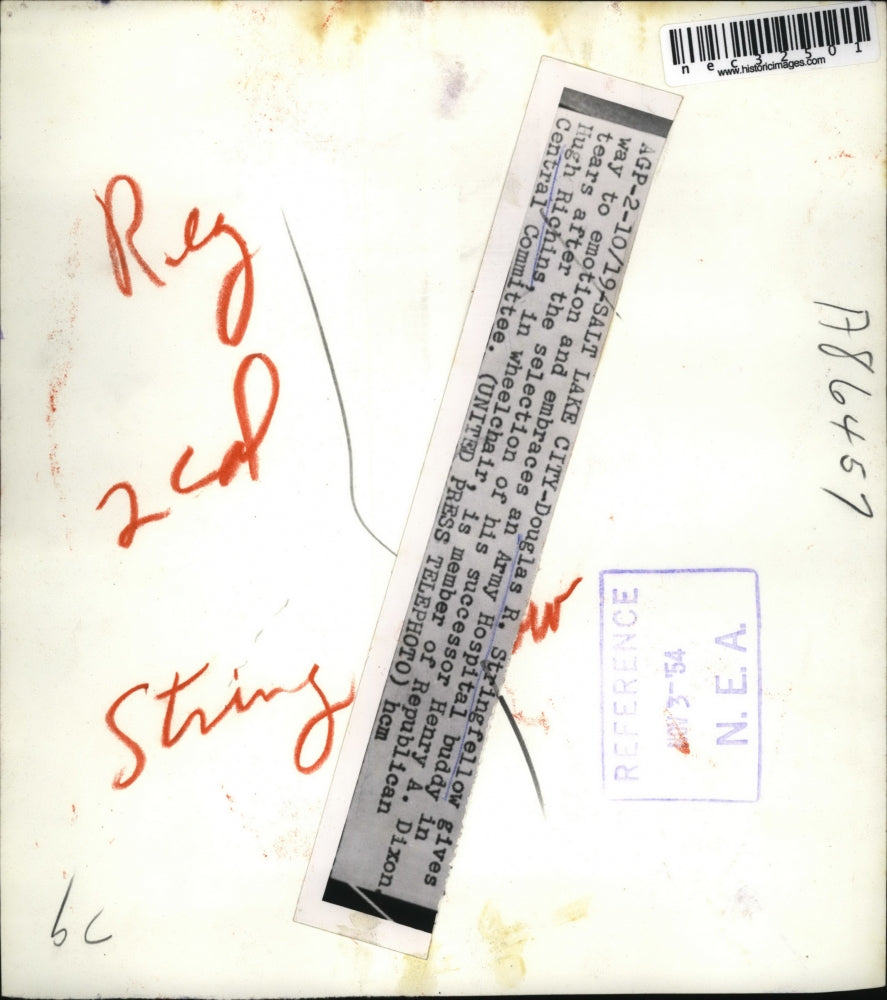 1954 Press Photo Salt Lake City, Utah Rep Doug Stringfellow & Hugh Richins