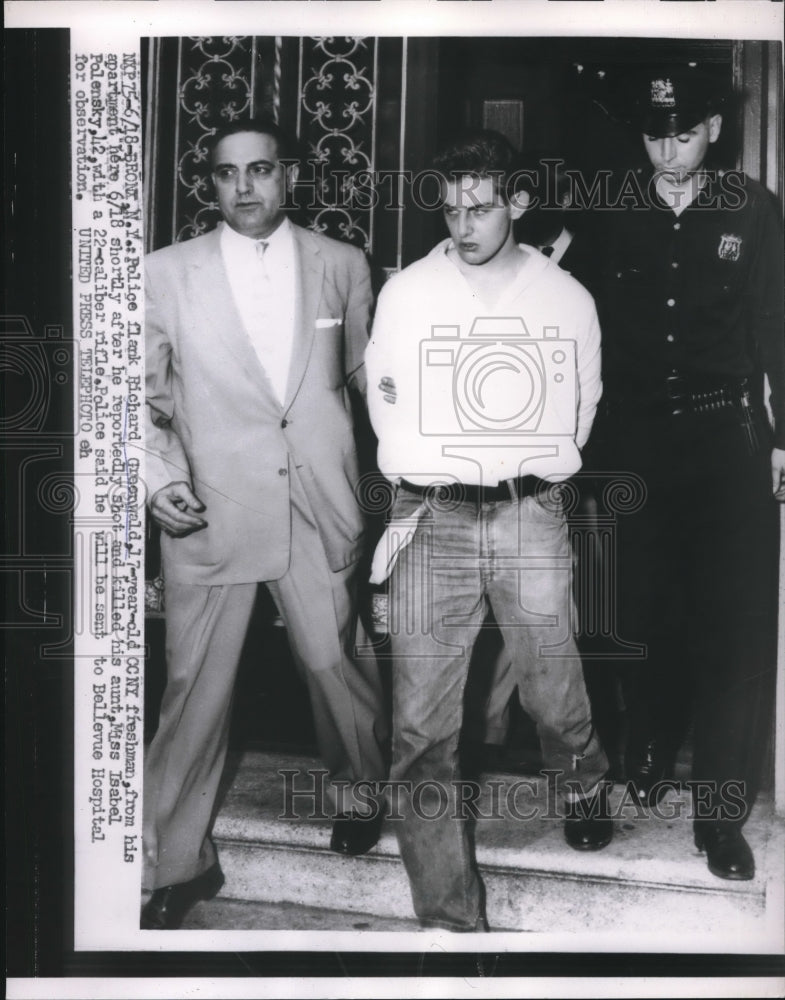 Load image into Gallery viewer, 1956 Press Photo Richard Greenwald Arrested For Killing His Aunt - nec32568
