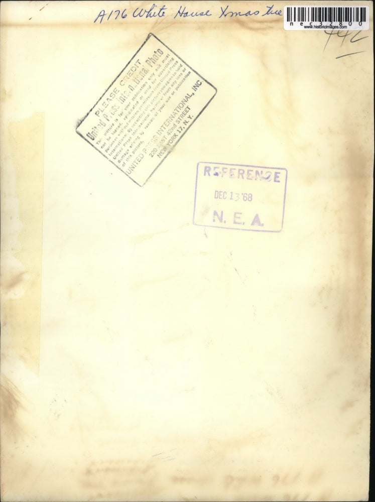 1968 Press Photo White House Christmas Tree