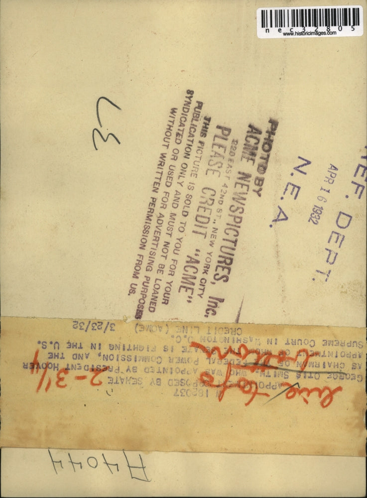 1932 Press Photo George Otis Smith appointed by President Hoover as Chairman of