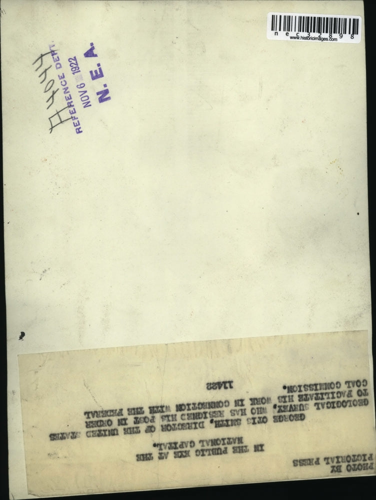 1922 Press Photo George Otis Smith US Geological Survey Federal Coal Commission