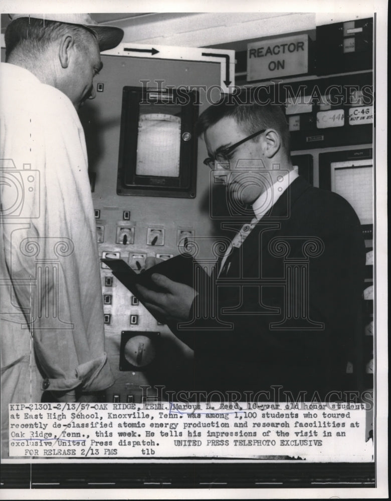 1957 Press Photo Marous L. Reed of East High School in Knoxville, Tenn.
