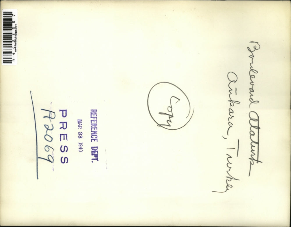 1940 Press Photo Palm Lined Boulevard Ataturk In Ankara Turkey