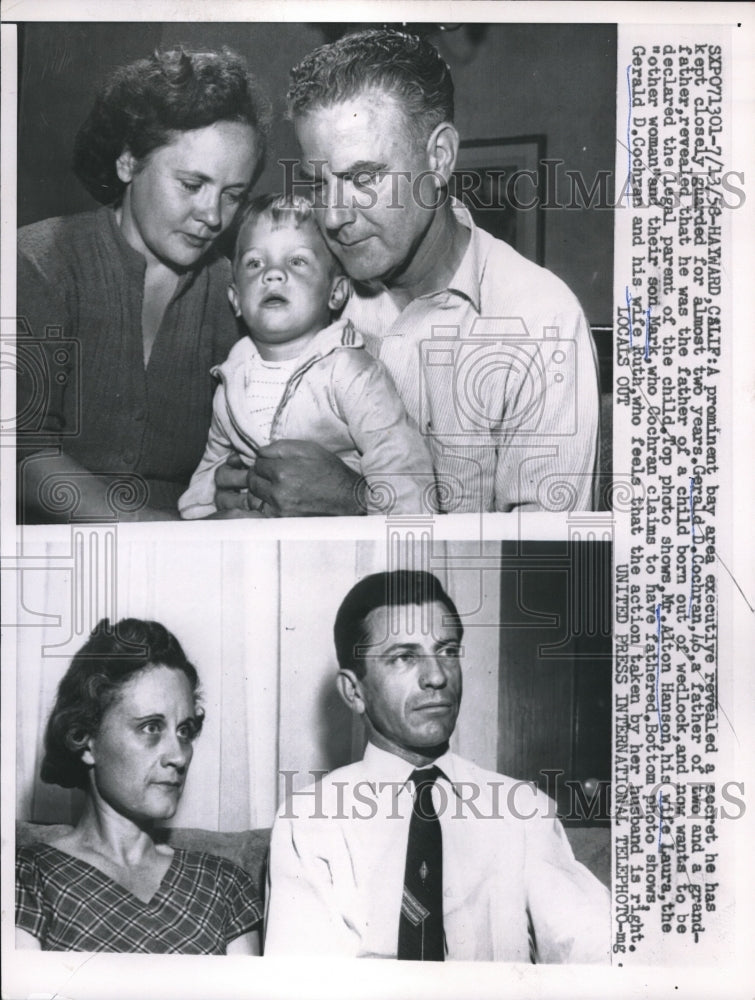 1958 Press Photo Hayward, Cal. Gerald Cochran, Alton Hanson & family - nec34678