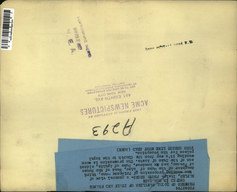 1927 Press Photo Wedding Procession Of Princess Anne Of France And Italian Duke