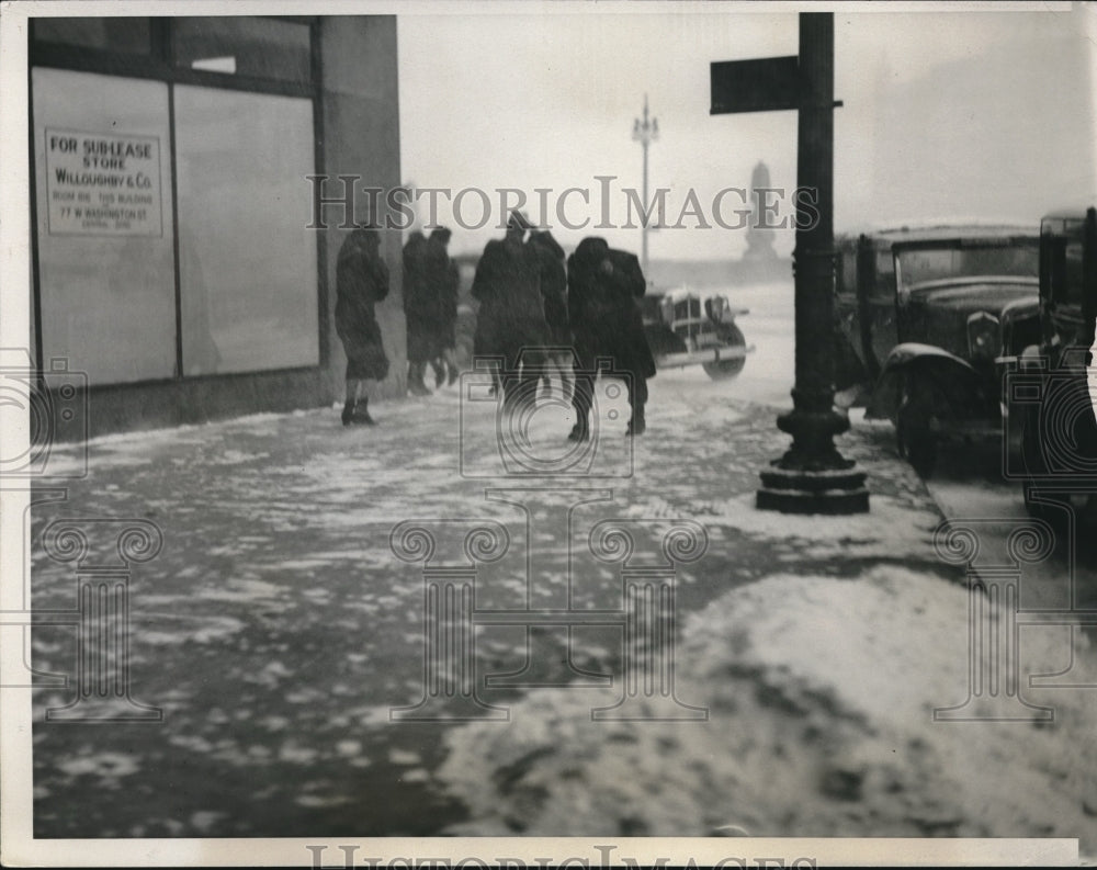 1933 Press Photo Blizzard Swept through Chicago Northwest Gale Winds