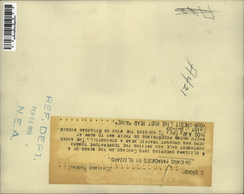 1933 Press Photo Blizzard Swept through Chicago Northwest Gale Winds