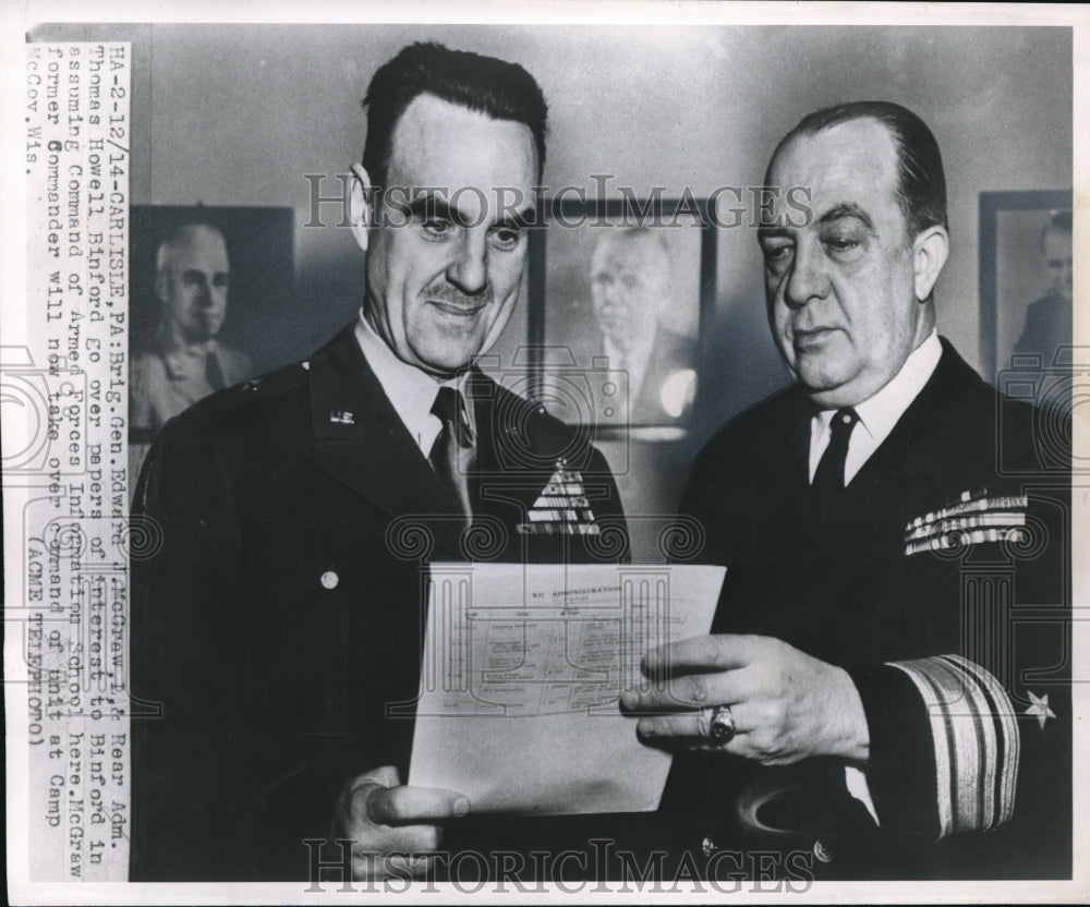 Press Photo Edward J. McGraw and Thomas Howell Binford go over papers of interst