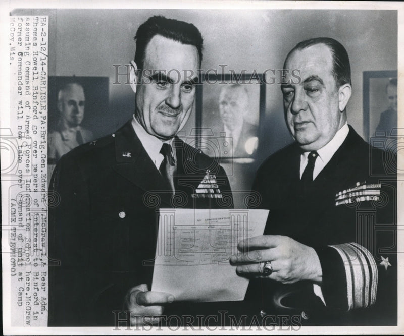 Load image into Gallery viewer, Press Photo Edward J. McGraw and Thomas Howell Binford go over papers of interst
