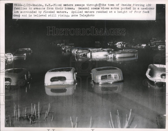 1950 Press Photo Oneida,NY floods