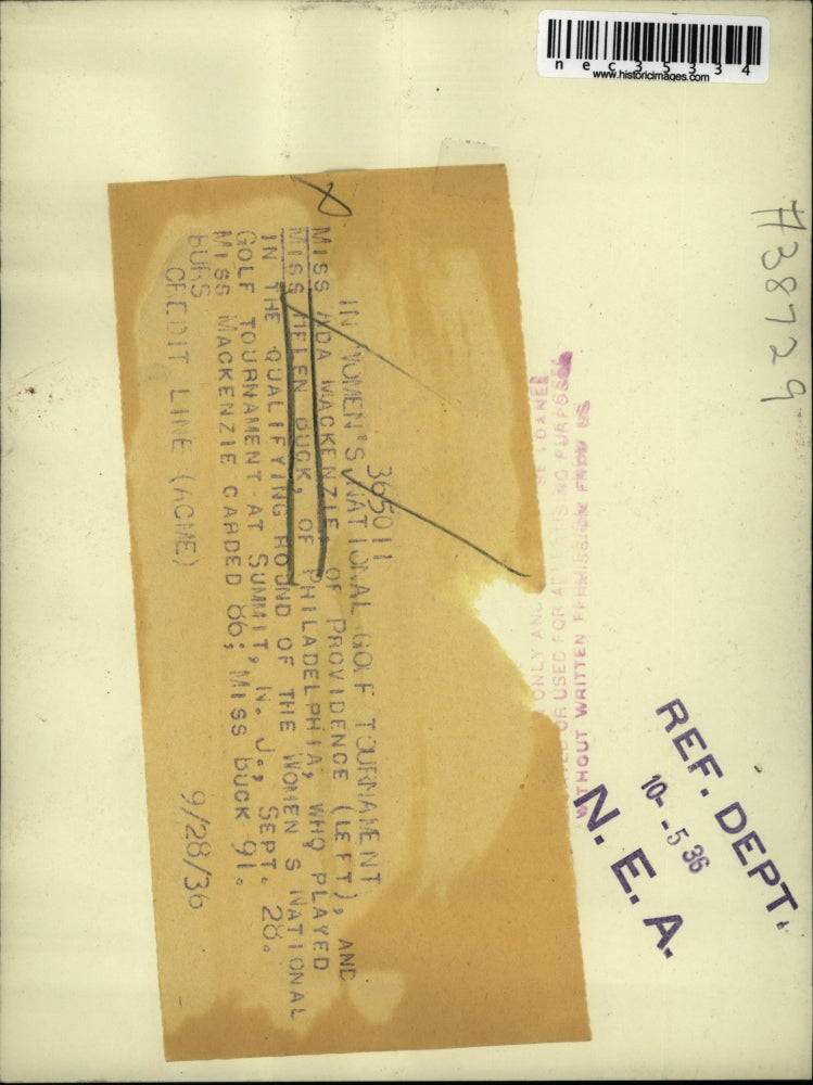 1936 Press Photo Womans National Golf Tournament MIss Ada Mackenzie