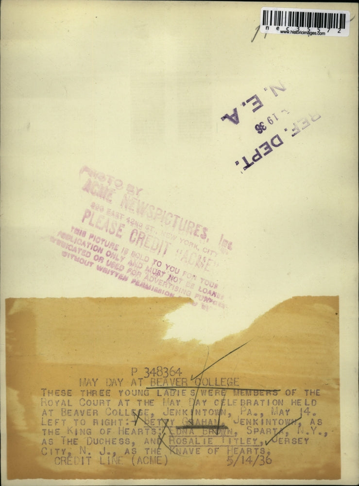 1936 Press Photo Beaver College Betty Graham, Edna Brown, Roaslie Titley Jersey