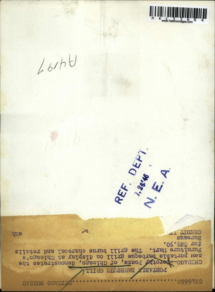 1946 Press Photo Derothy Ponze with new bbq grill for $89.50 - nec35664