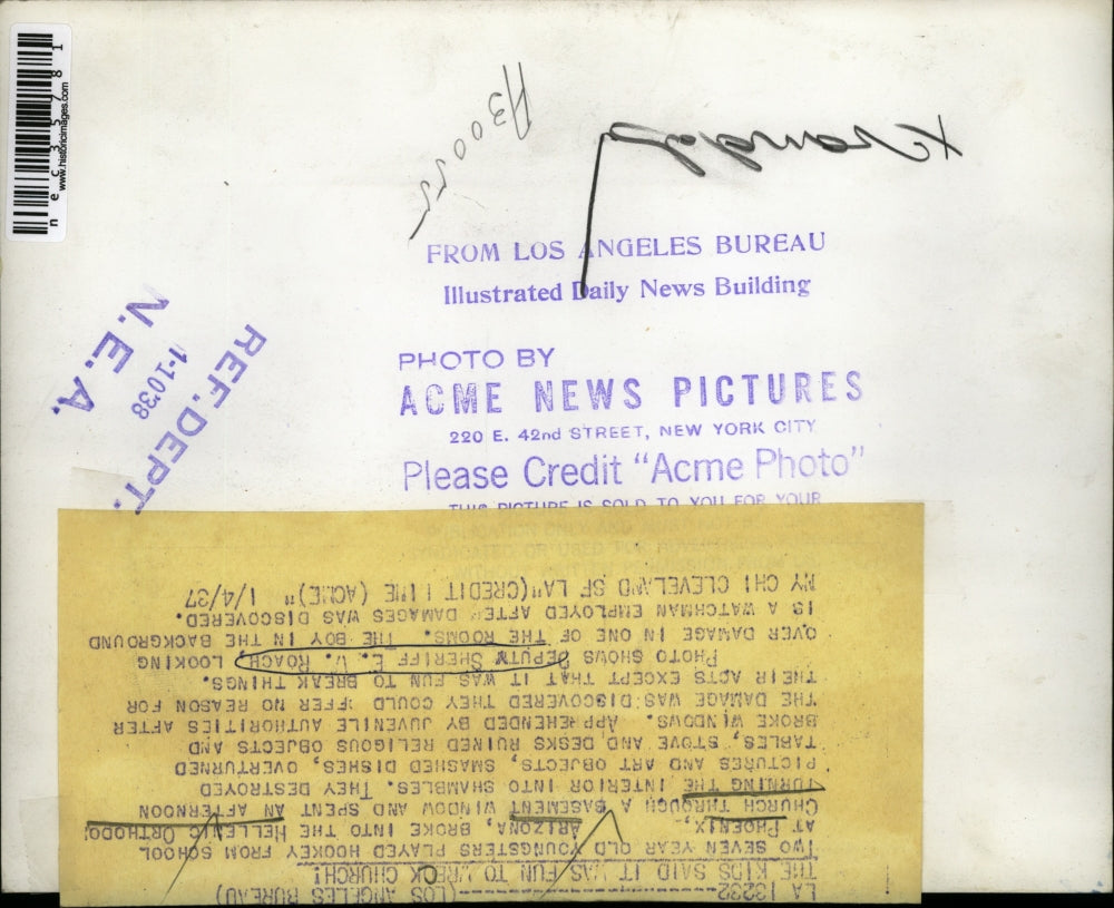 1937 Press Photo Phoenix Hellenic Orthodox Church Deputy Sheriff EW Roach