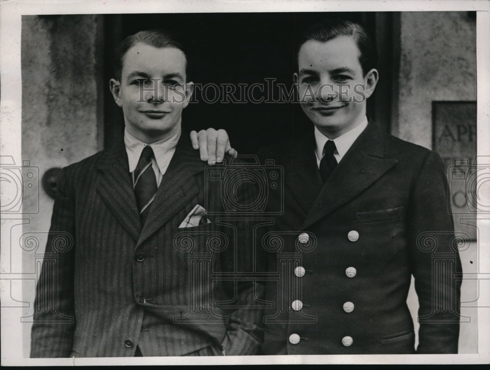 1940 Press Photo Geoffrey and John Butcher survivors of Marine Disaster England- Historic Images