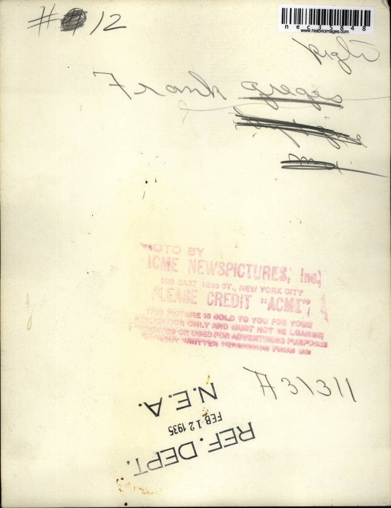 1935 Press Photo Frank Greges