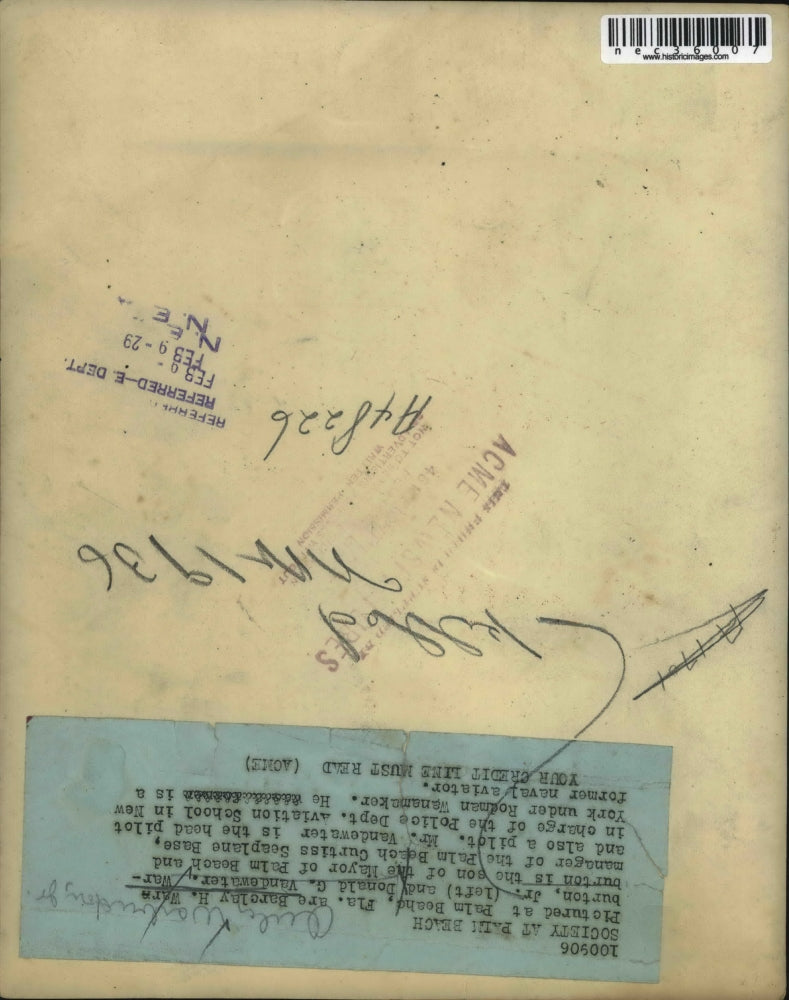 1929 Press Photo Barclay Warburton & Donald Vanderwater Vacationing Palm Beach