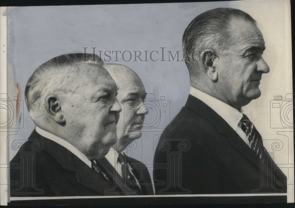 1963 Press Photo Austin, Tx. German Chancellor L Erhardt, Sec of State Rusk