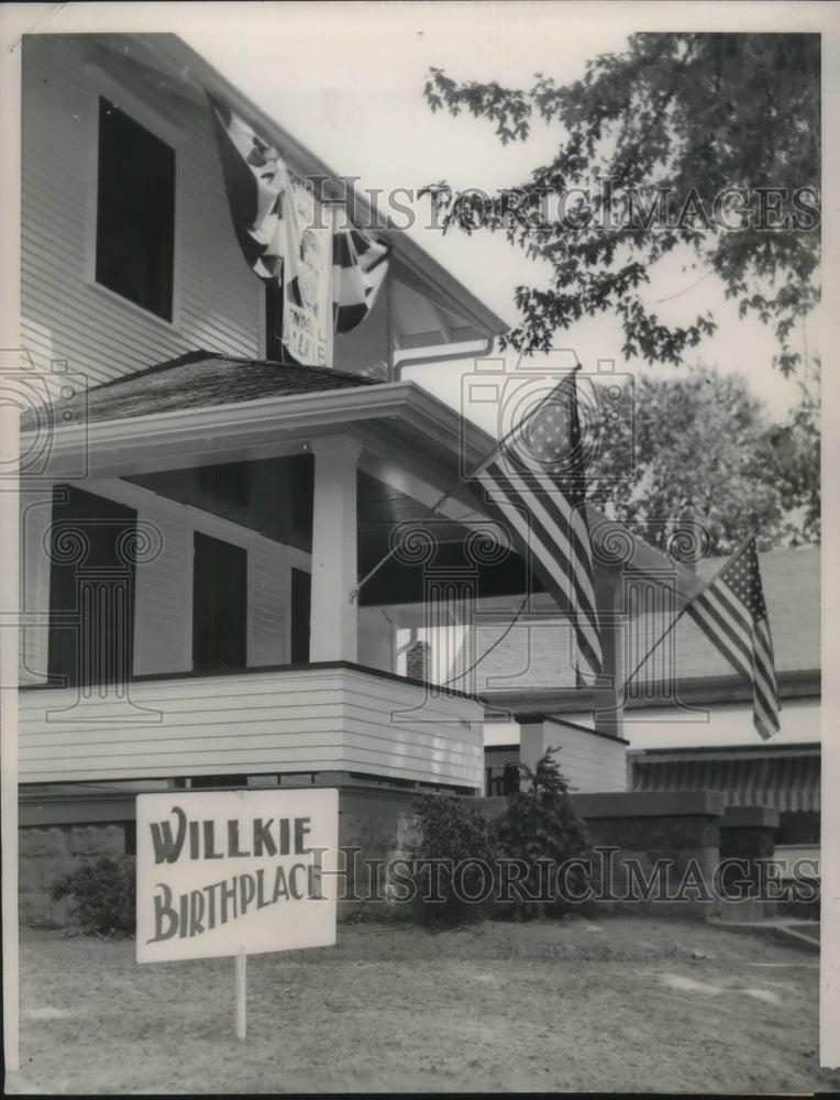 1940 Press Photo Wendell Willkie's birthplace decorated.