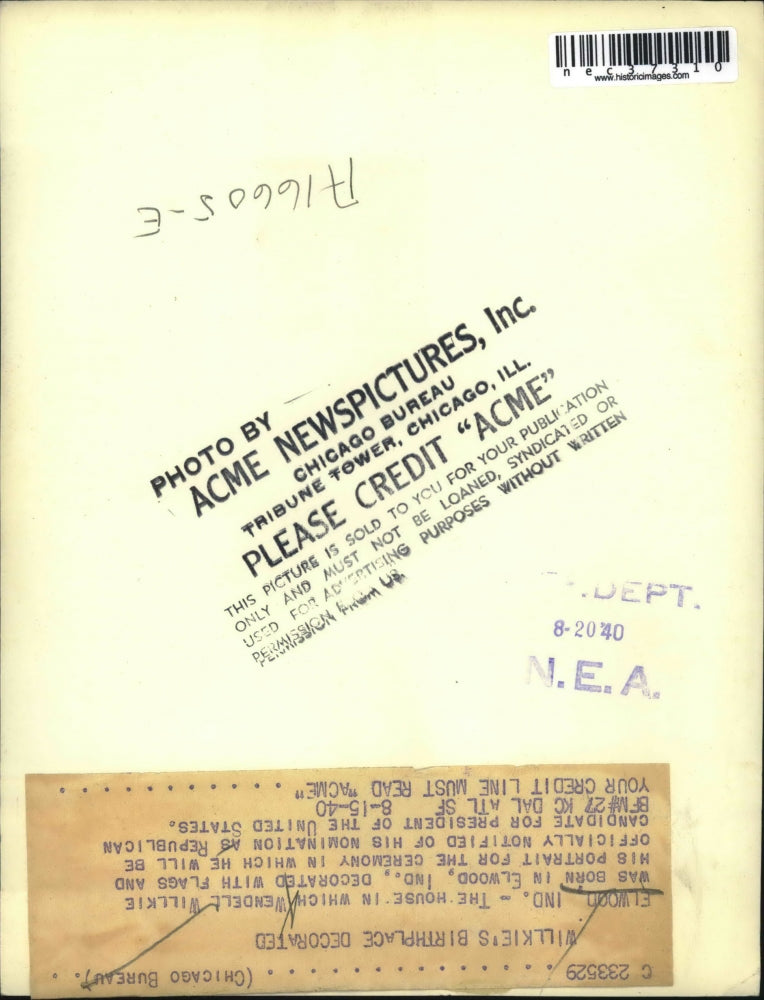 1940 Press Photo Wendell Willkie's birthplace decorated.