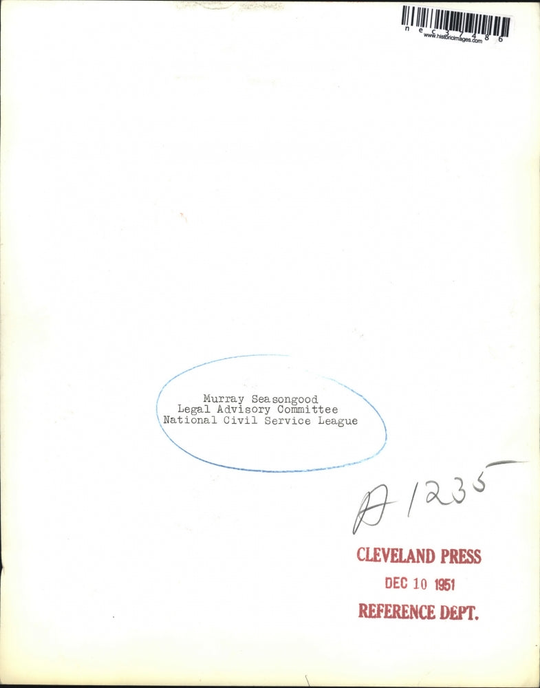 1951 Press Photo Murray Seasongood, legal advisor Natl Civil Service League