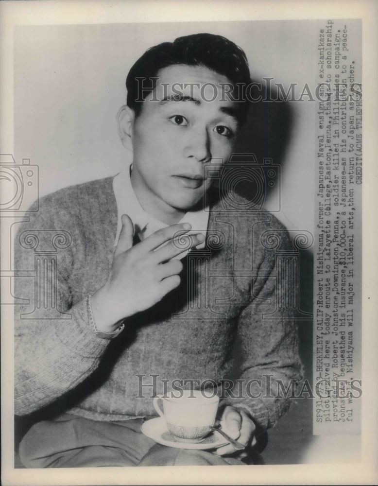 1948 Press Photo Robert Nishiyama Scholar Lafayette College Eason PA - nec37500