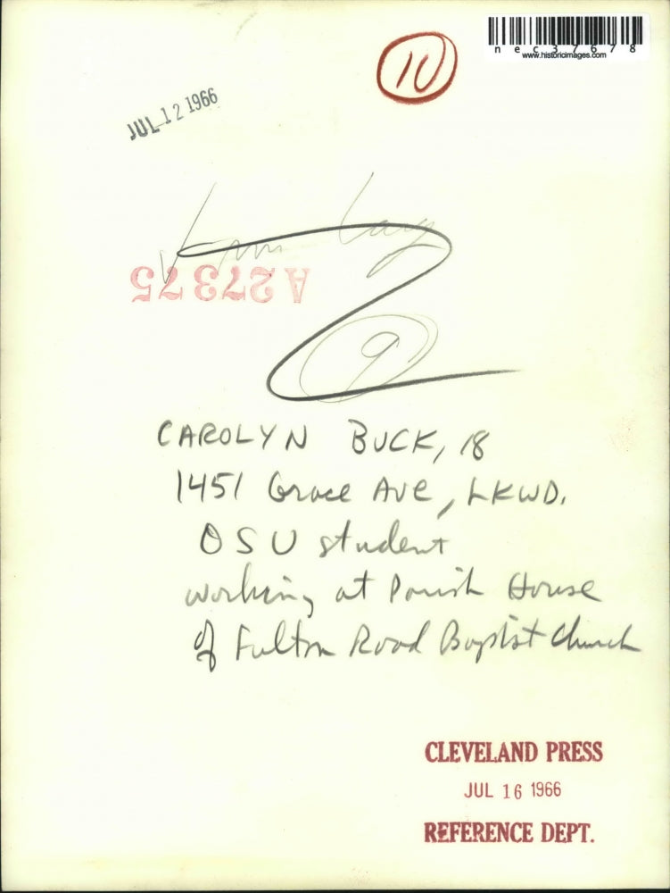 1966 Press Photo Carolyn Buck OSU Student Working on Fulton Rd Baptist Church