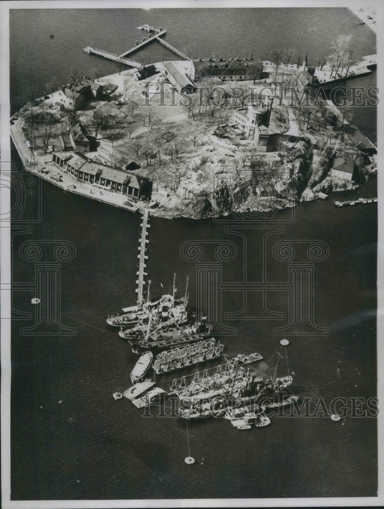 1961 Press Photo Aerial view of Kastellholmen Island in Stockholm, Sweden