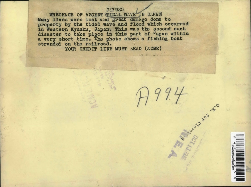 1927 Press Photo wreckage of recent tidal Wave in JAPAN - nec37854