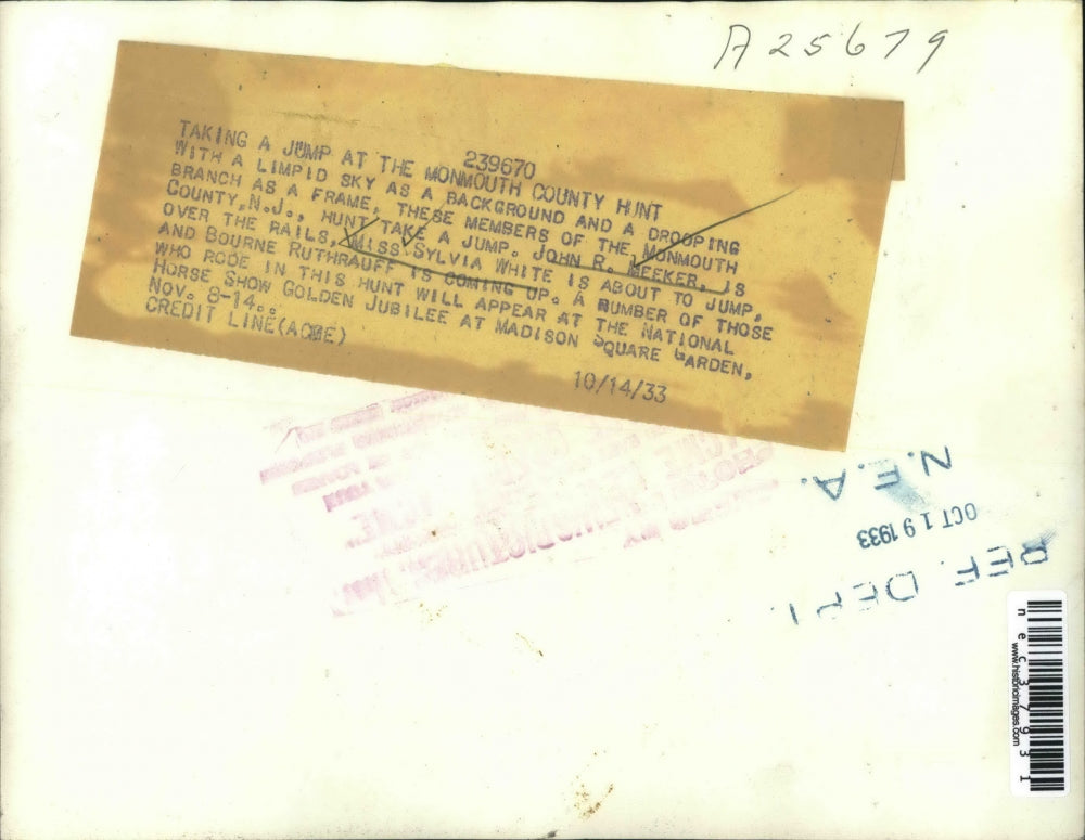 1933 Press Photo John R Meeker, Sylvia White at Natl Horse Show in NYC