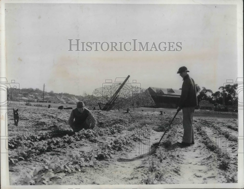 1942 Press Photo American Soldiers gardening in Australia- Historic Images