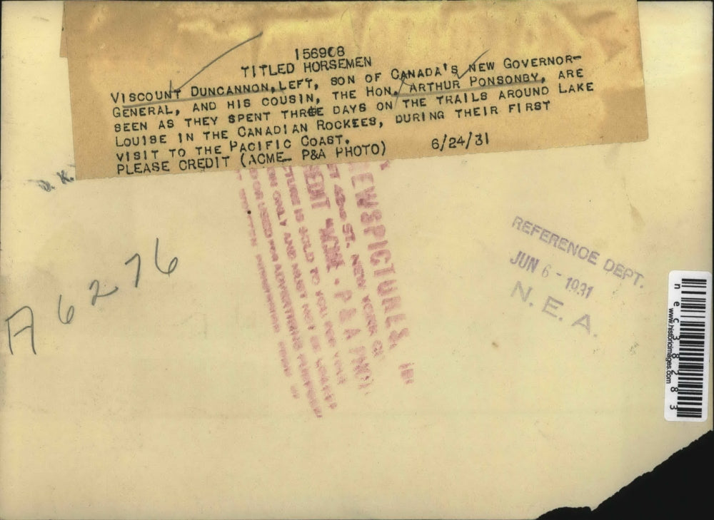 1934 Press Photo Viscount Duncannon son of Canads Governor & Arthur Ponsonby