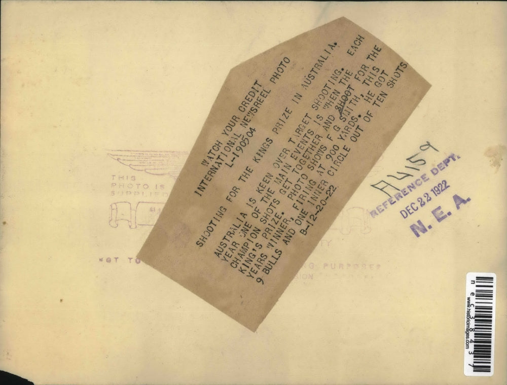 1922 Press Photo Smith shooting for the Kings prize in Australia - nec38437