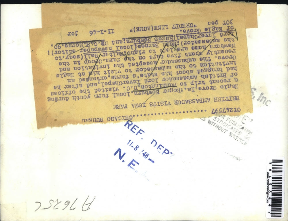 1946 Press Photo British Ambassador Visits Iowa Farm, Walter Bell, Ward Barnes